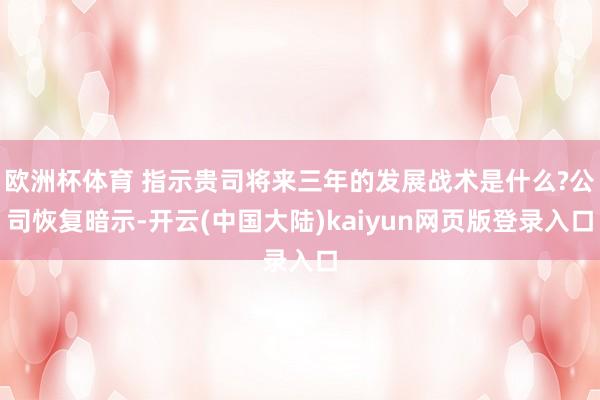 欧洲杯体育 指示贵司将来三年的发展战术是什么?公司恢复暗示-开云(中国大陆)kaiyun网页版登录入口